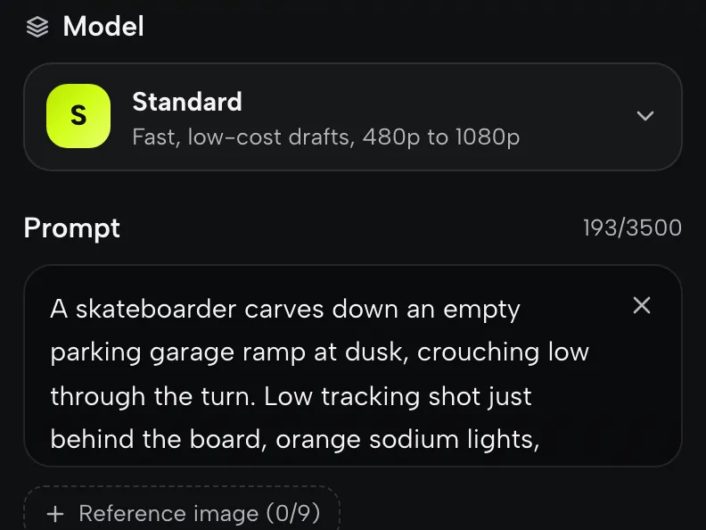 Studio prompt box with one shot written out